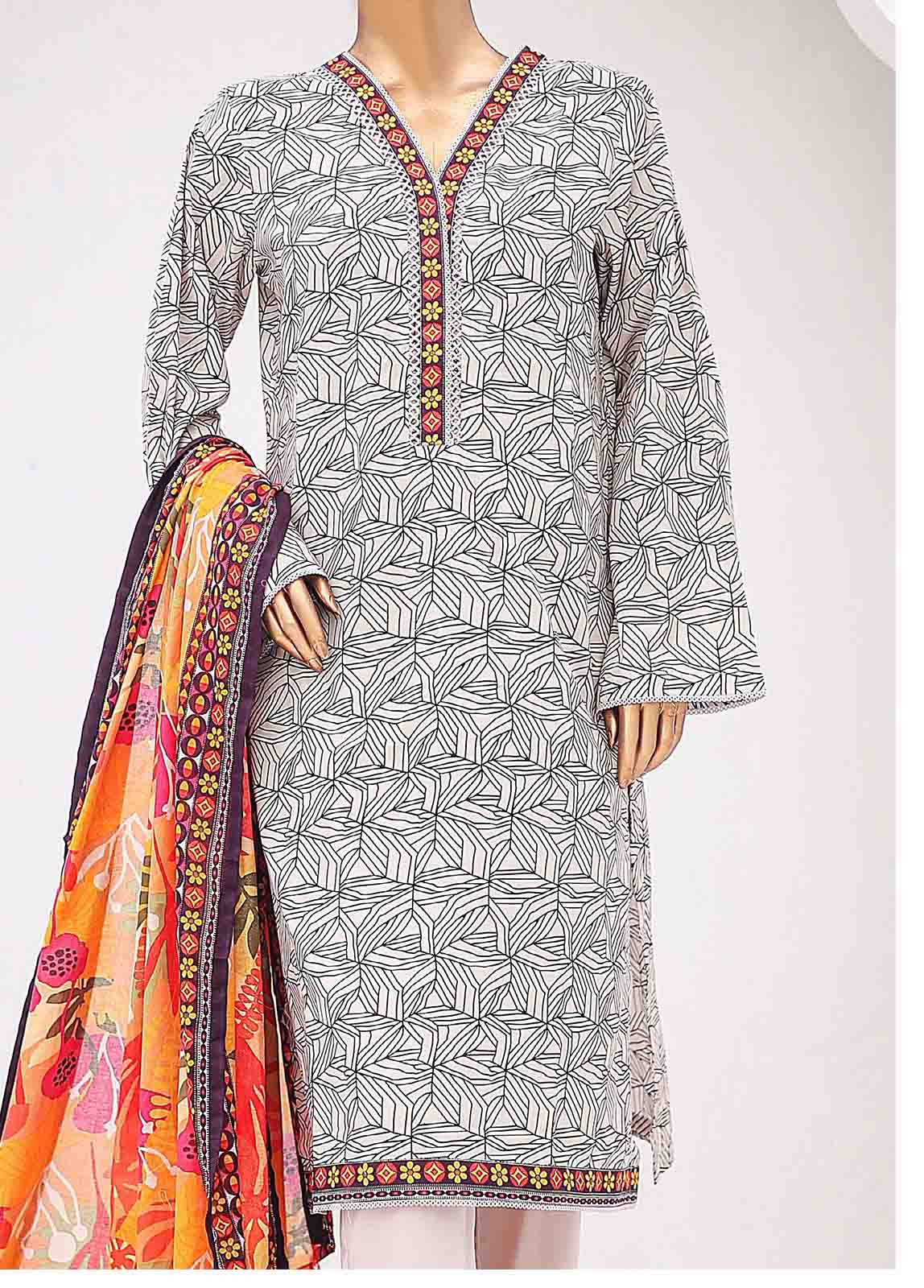 Bin Saeed Fabric - SM-0355-PR-B- 3 Piece Printed Stitched Suit