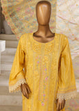 SM-036-B-DEMB-3 Piece Luxury Self Embroidered Stitched Suit