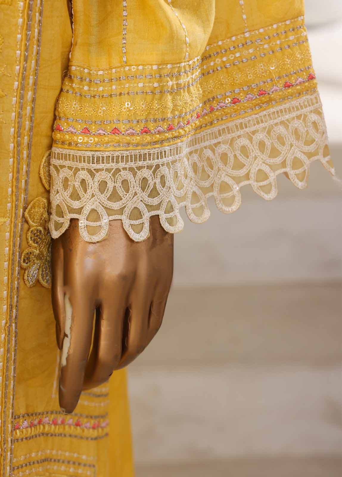 SM-036-B-DEMB-3 Piece Luxury Self Embroidered Stitched Suit