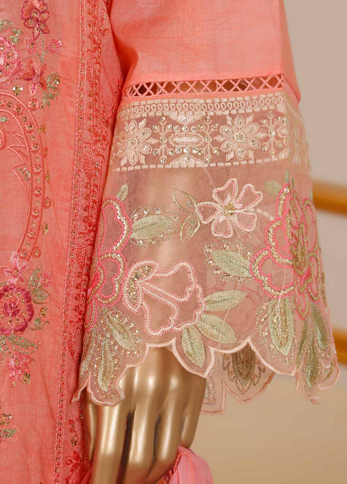 Bin Saeed Fabric - SM-037-B DEMB R-52- 3 Piece Self Embroidered Stitched Suit