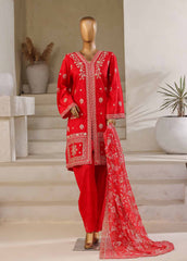 SM-039-DEMB-3 Piece Luxury Self Embroidered Stitched Suit