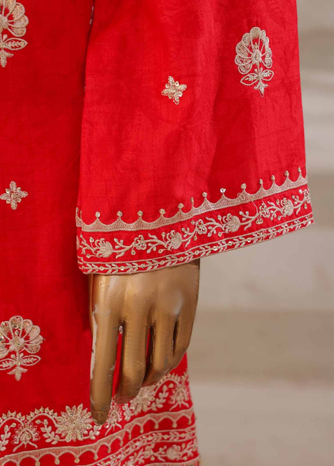 SM-039-DEMB-3 Piece Luxury Self Embroidered Stitched Suit