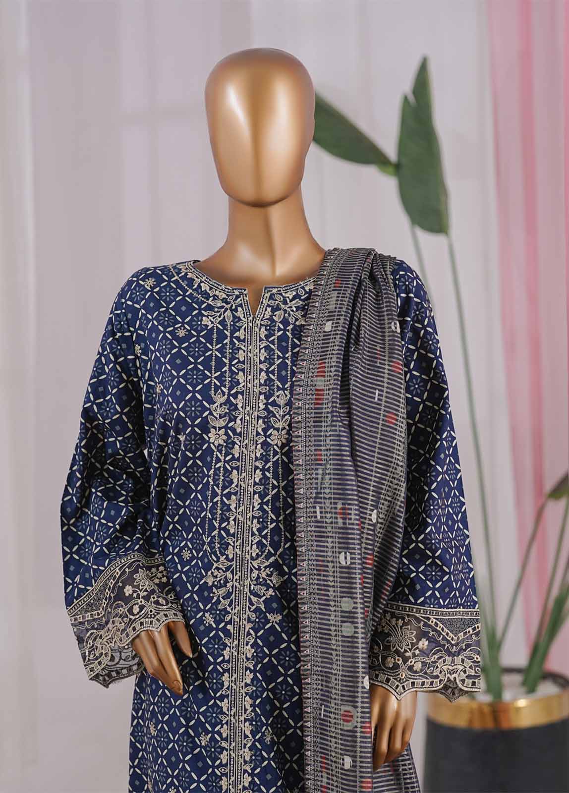 Bin Saeed Fabric - SM-040-EMBC-3 Piece Chikankari Stitched Suit