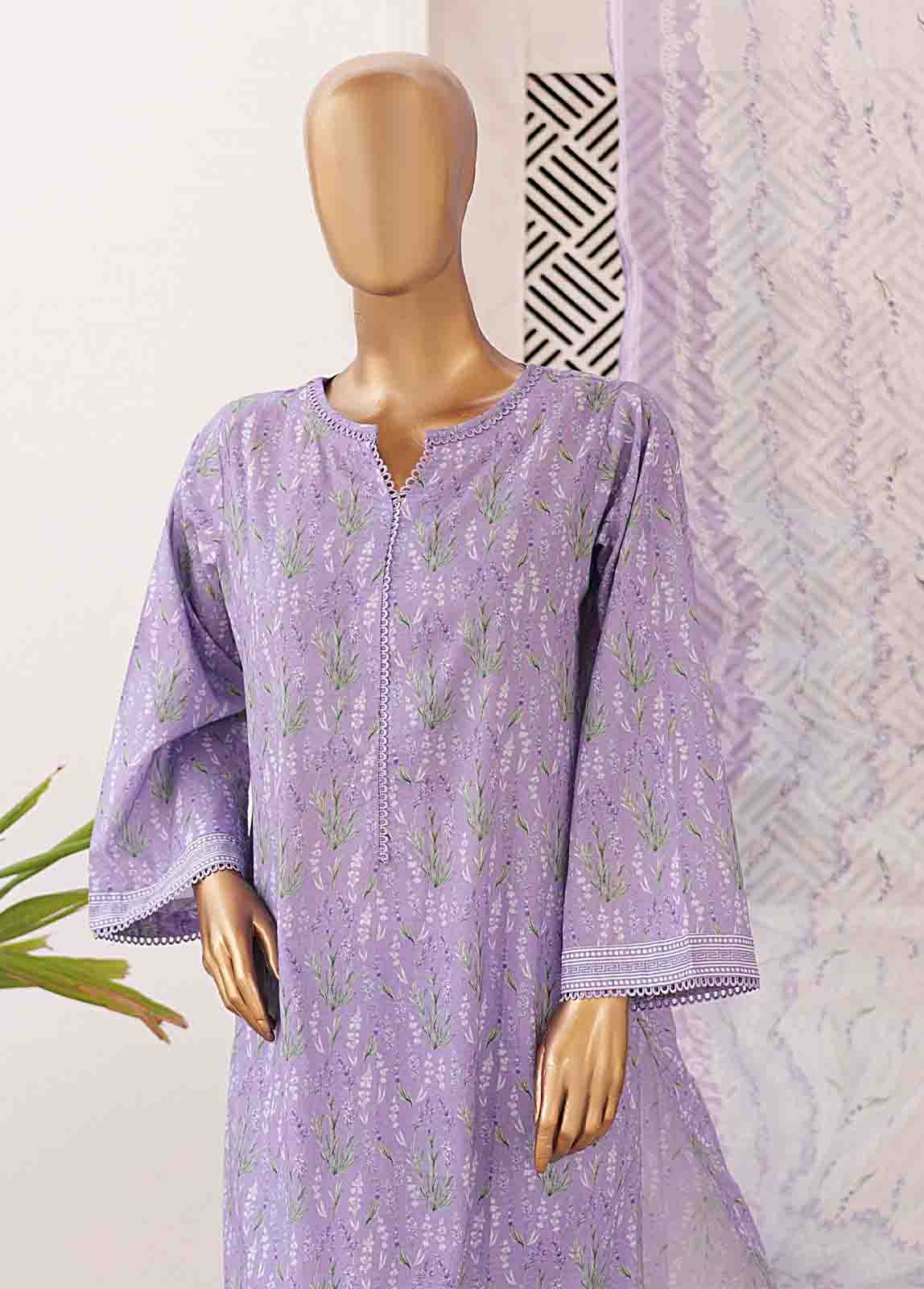 Bin Saeed Fabric - SM-0401-PR- 3 Piece Printed Stitched Suit