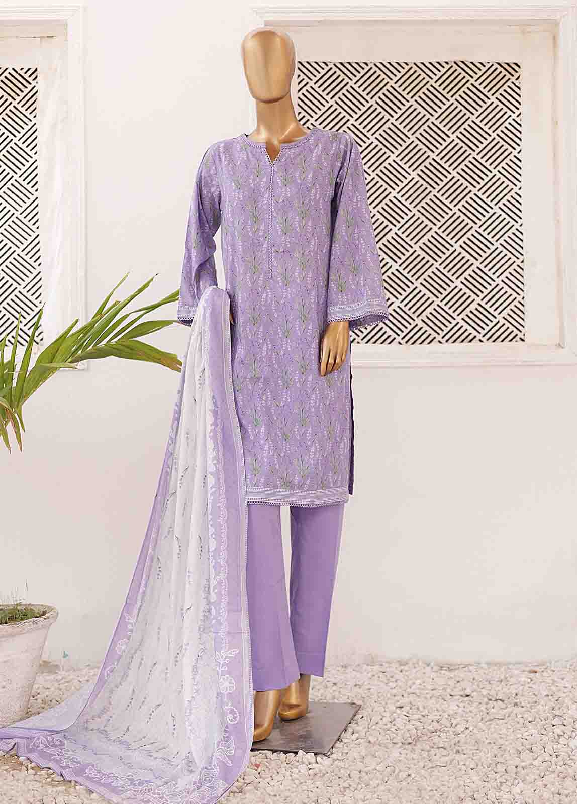 Bin Saeed Fabric - SM-0401-PR- 3 Piece Printed Stitched Suit