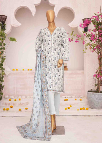 Bin Saeed Fabric - SM-0402-PR- 3 Piece Printed Stitched Suit