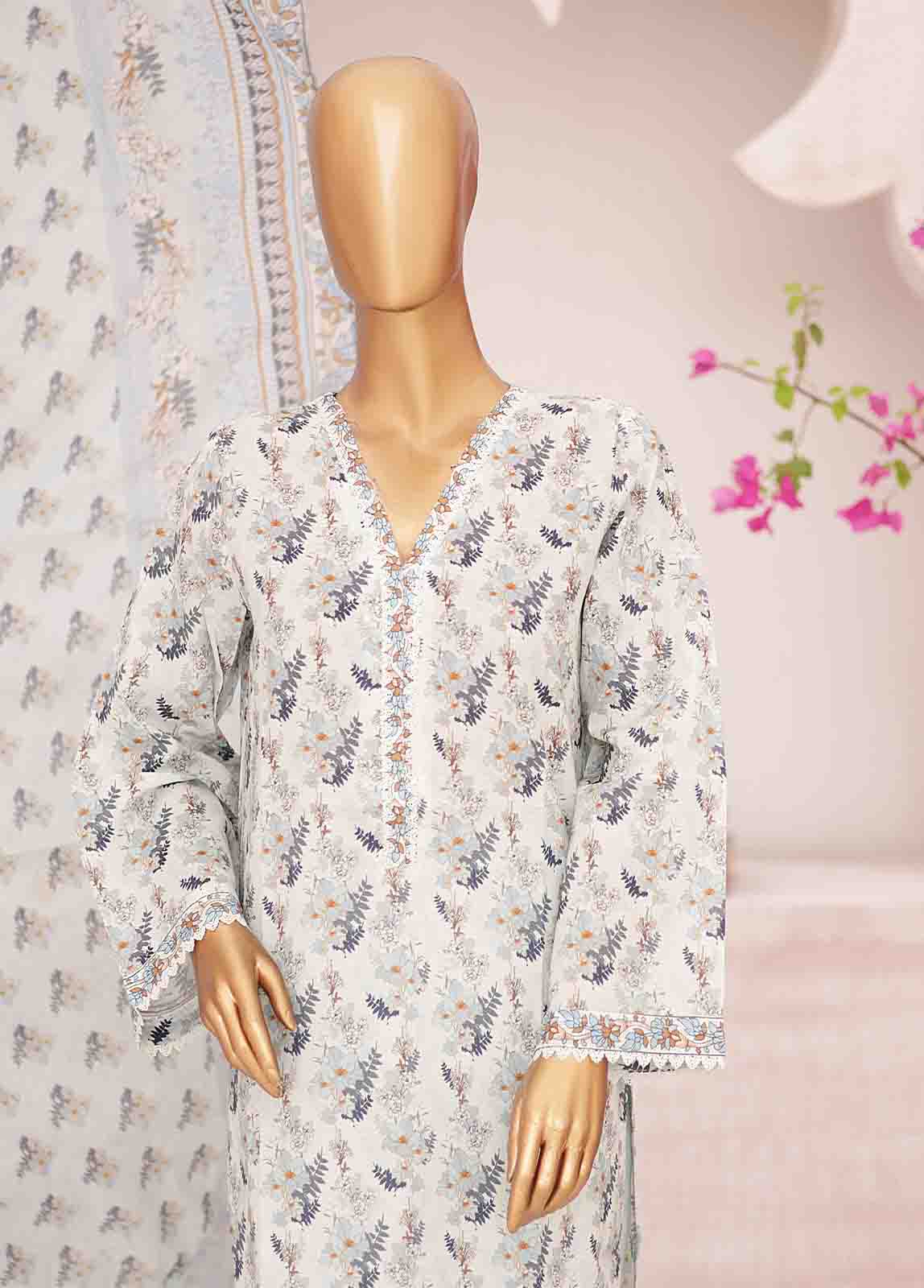 Bin Saeed Fabric - SM-0402-PR- 3 Piece Printed Stitched Suit