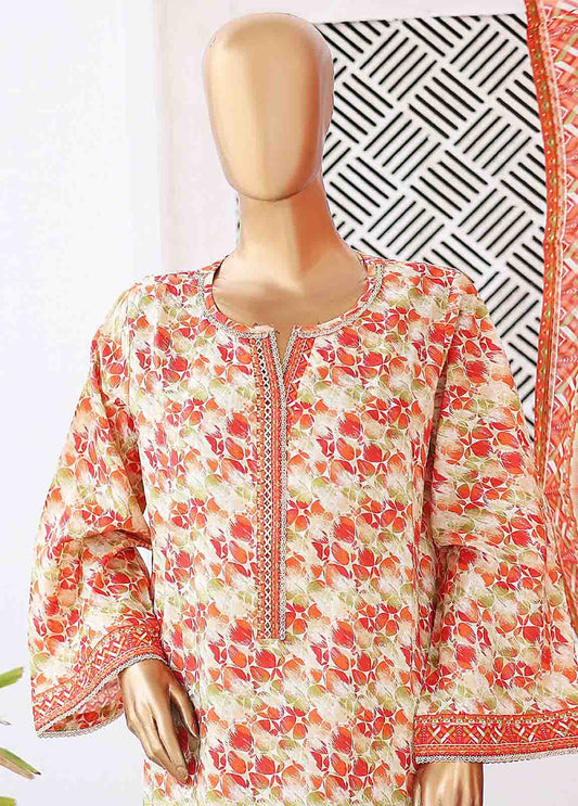 SM-0404 B-PR- 3 Piece Printed Stitched Suit