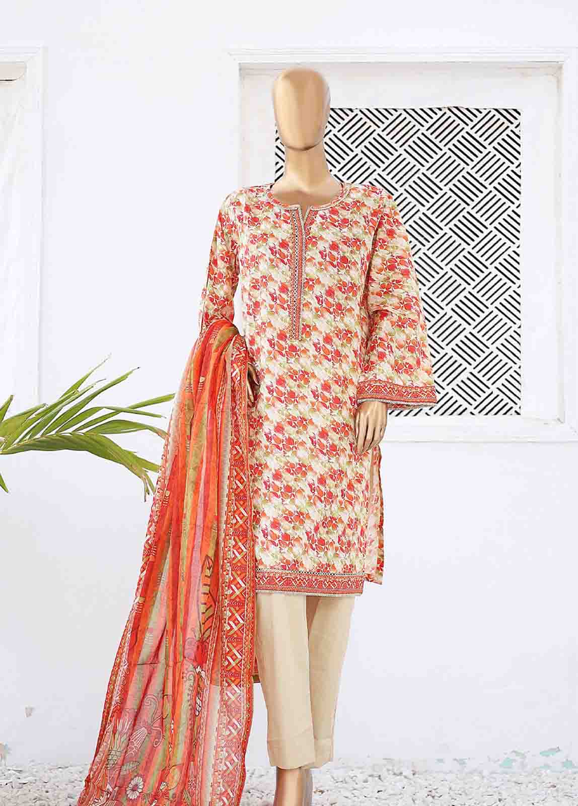 Bin Saeed Fabric - SM-0404 B-PR- 3 Piece Printed Stitched Suit