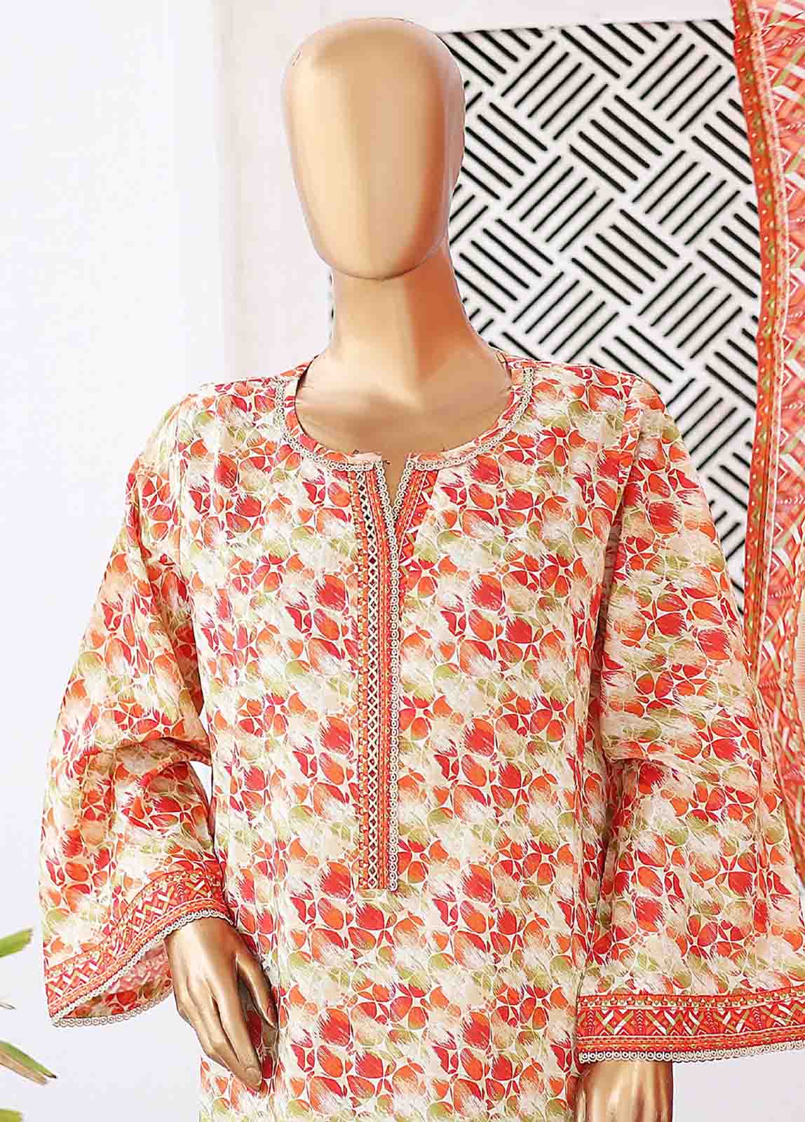 Bin Saeed Fabric - SM-0404 B-PR- 3 Piece Printed Stitched Suit