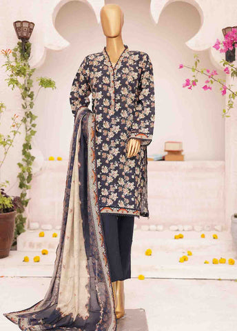 Bin Saeed Fabric - SM-0405-PR- 3 Piece Printed Stitched Suit