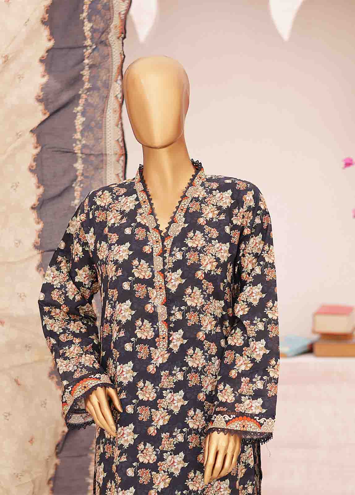 Bin Saeed Fabric - SM-0405-PR- 3 Piece Printed Stitched Suit