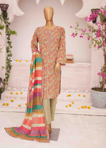 Bin Saeed Fabric - SM-0409-PR- 3 Piece Printed Stitched Suit