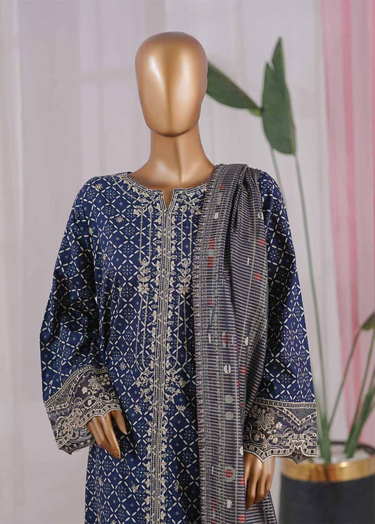 SM-040-EMBC-3 Piece Chikankari Stitched Suit