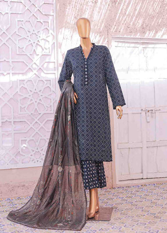 Bin Saeed Fabric - SM-040 R- 3 Piece Printed Stitched Suit