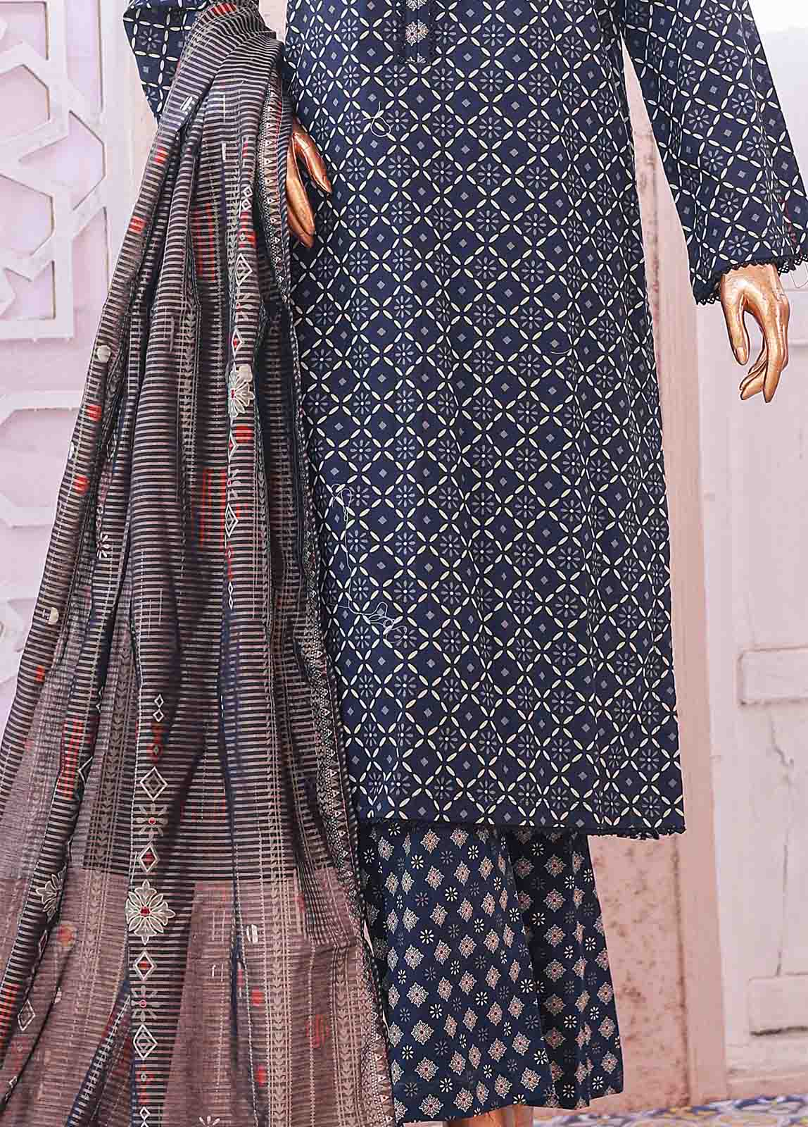 Bin Saeed Fabric - SM-040 R- 3 Piece Printed Stitched Suit