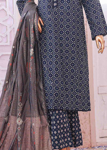 Bin Saeed Fabric - SM-040 R- 3 Piece Printed Stitched Suit