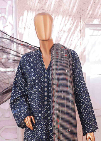 Bin Saeed Fabric - SM-040 R- 3 Piece Printed Stitched Suit