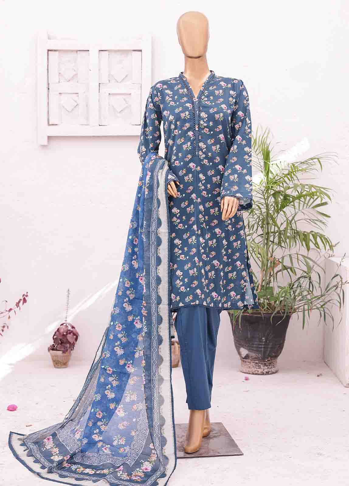 Bin Saeed Fabric - SM-0413 A-PR- 3 Piece Printed Stitched Suit