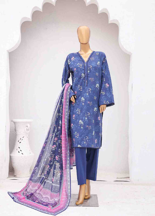 SM-0419-PR-B- 3 Piece Printed Stitched Suit