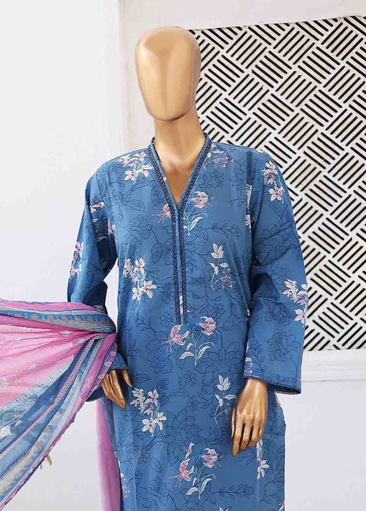 SM-0420 B-PR- 3 Piece Printed Stitched Suit