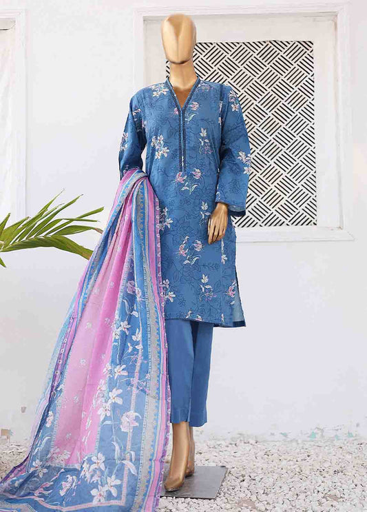 SM-0420 B-PR- 3 Piece Printed Stitched Suit