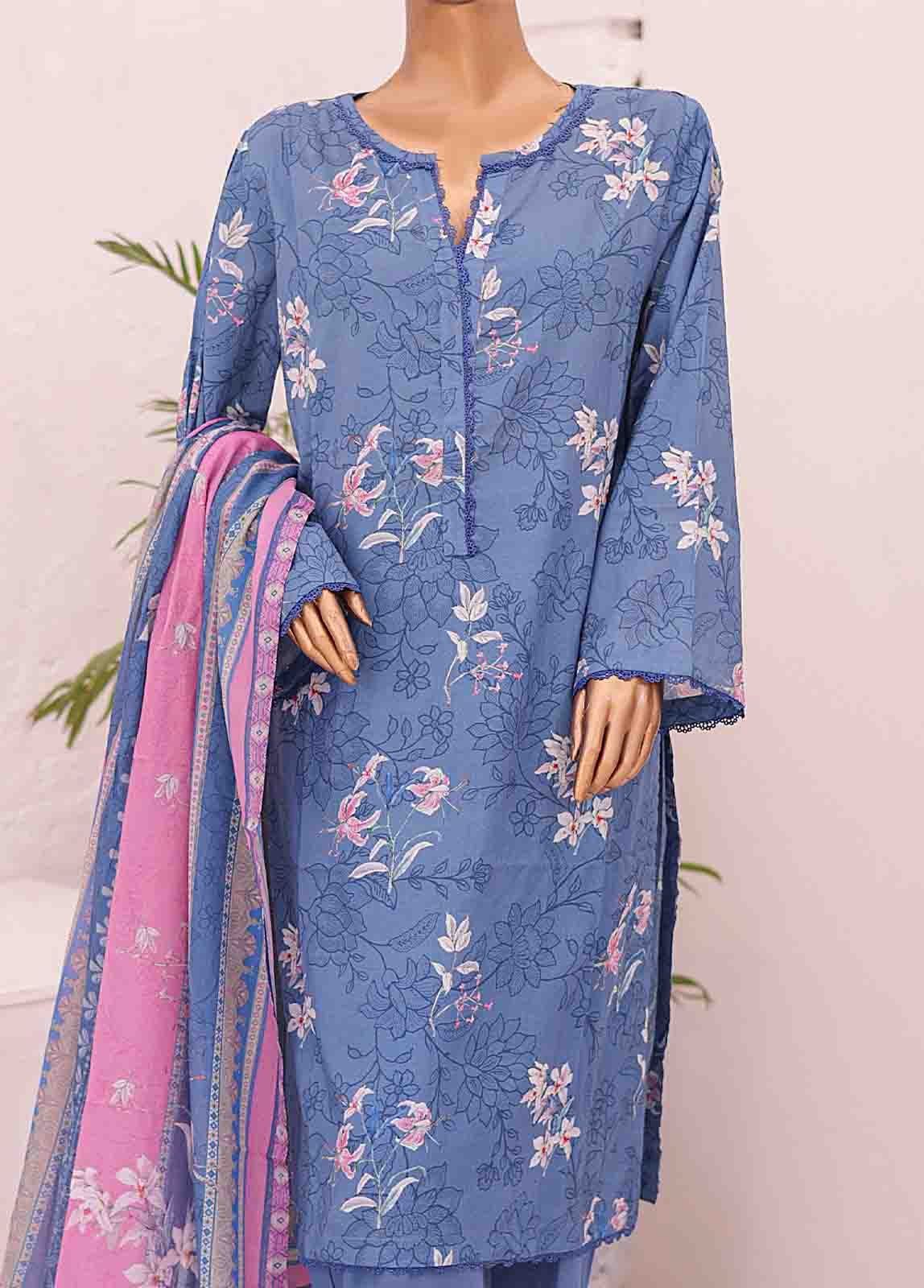 Bin Saeed Fabric - SM-0420 A-PR- 3 Piece Printed Stitched Suit