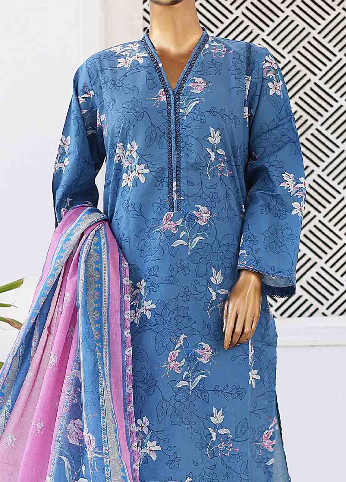 Bin Saeed Fabric - SM-0420 B-PR- 3 Piece Printed Stitched Suit