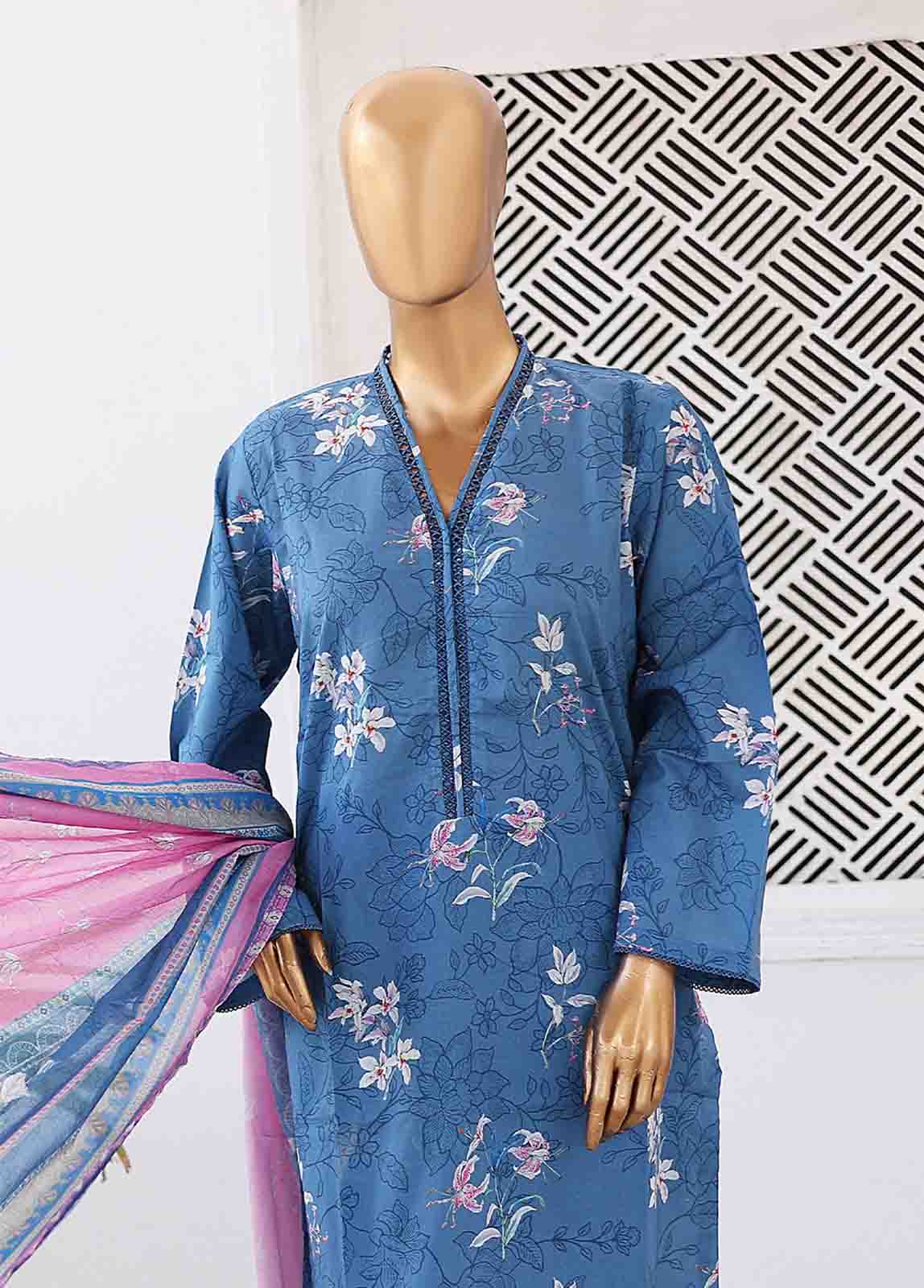 Bin Saeed Fabric - SM-0420 B-PR- 3 Piece Printed Stitched Suit