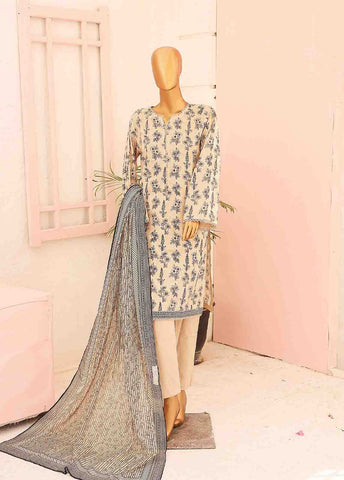 Bin Saeed Fabric - SM-0423-PR-B- 3 Piece Printed Stitched Suit