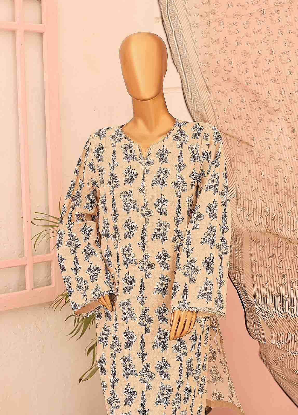 Bin Saeed Fabric - SM-0423-PR-B- 3 Piece Printed Stitched Suit