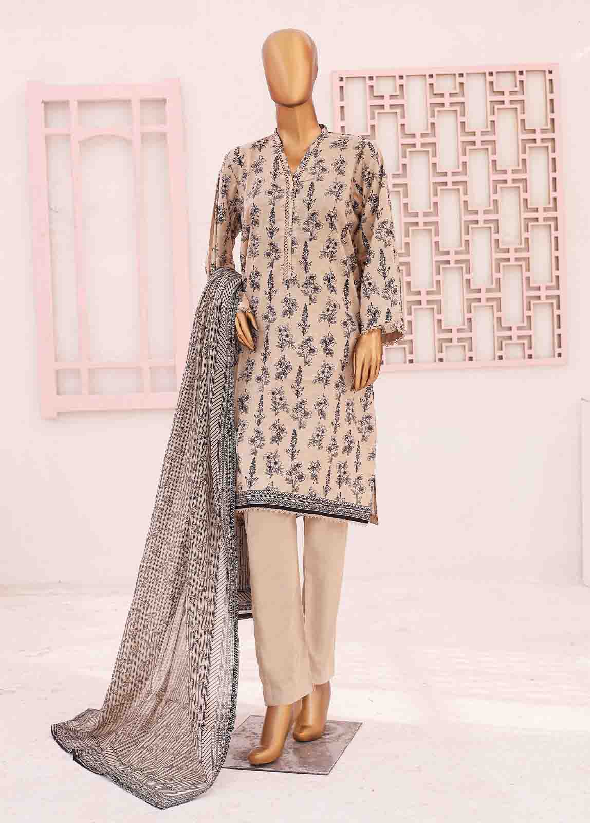 Bin Saeed Fabric - SM-0423 A-PR- 3 Piece Printed Stitched Suit