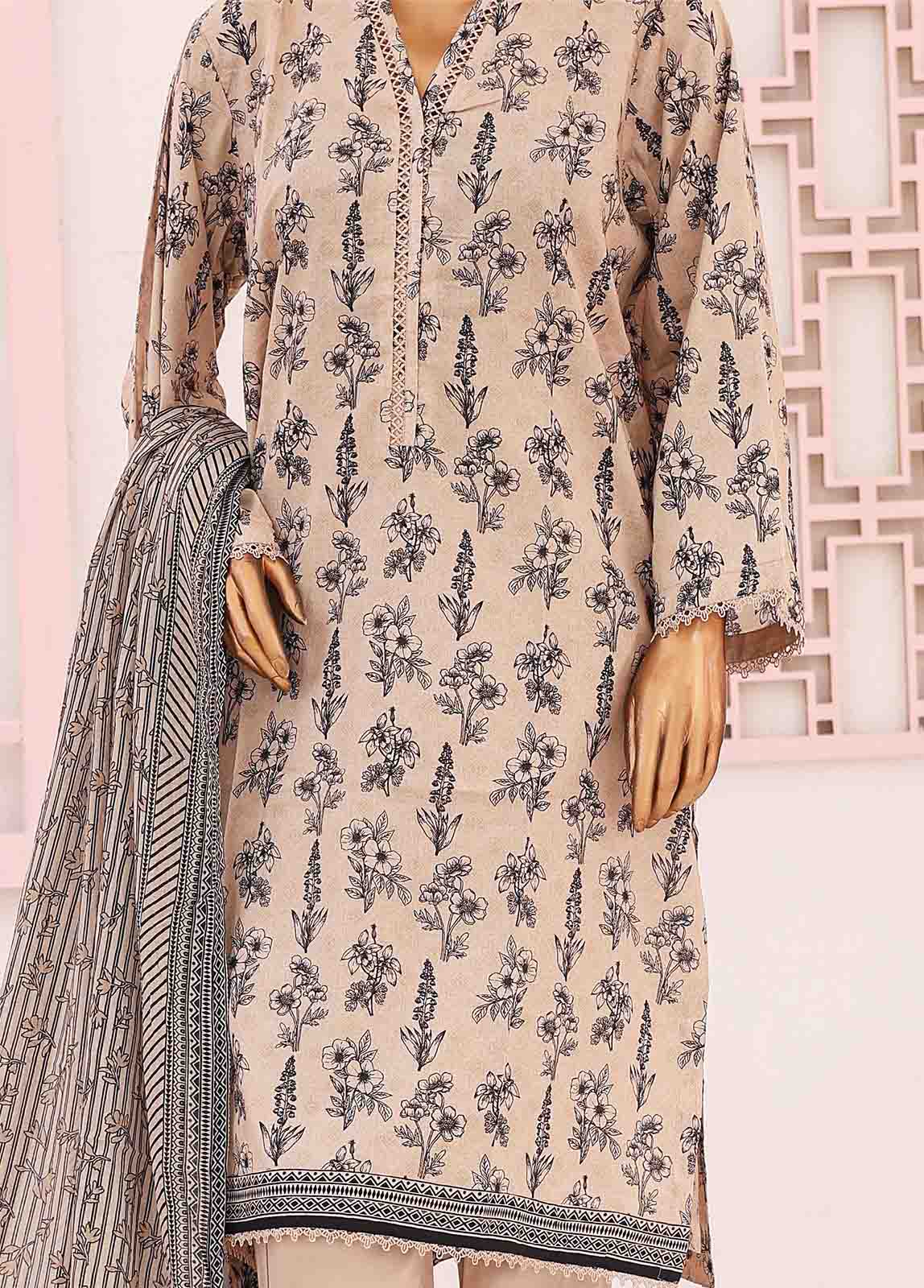 Bin Saeed Fabric - SM-0423 A-PR- 3 Piece Printed Stitched Suit