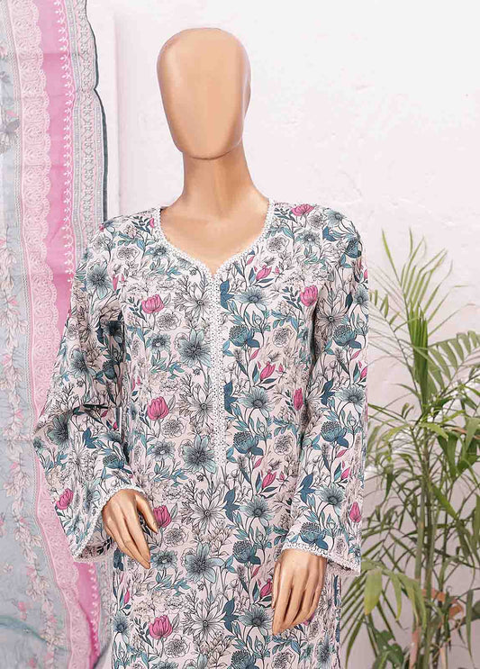 SM-0425 A-PR- 3 Piece Printed Stitched Suit