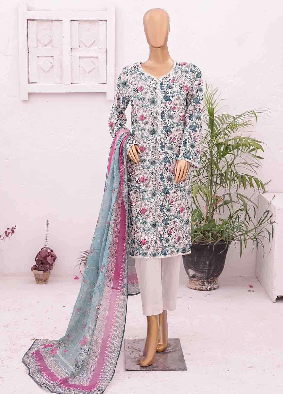Bin Saeed Fabric - SM-0425 A-PR- 3 Piece Printed Stitched Suit