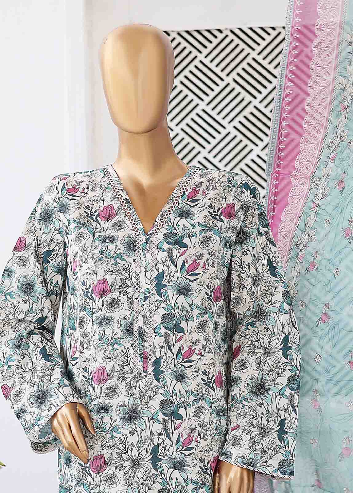 Bin Saeed Fabric - SM-0425 B-PR- 3 Piece Printed Stitched Suit