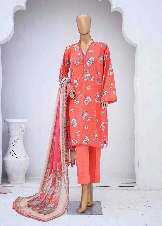 SM-0428 B-PR- 3 Piece Printed Stitched Suit