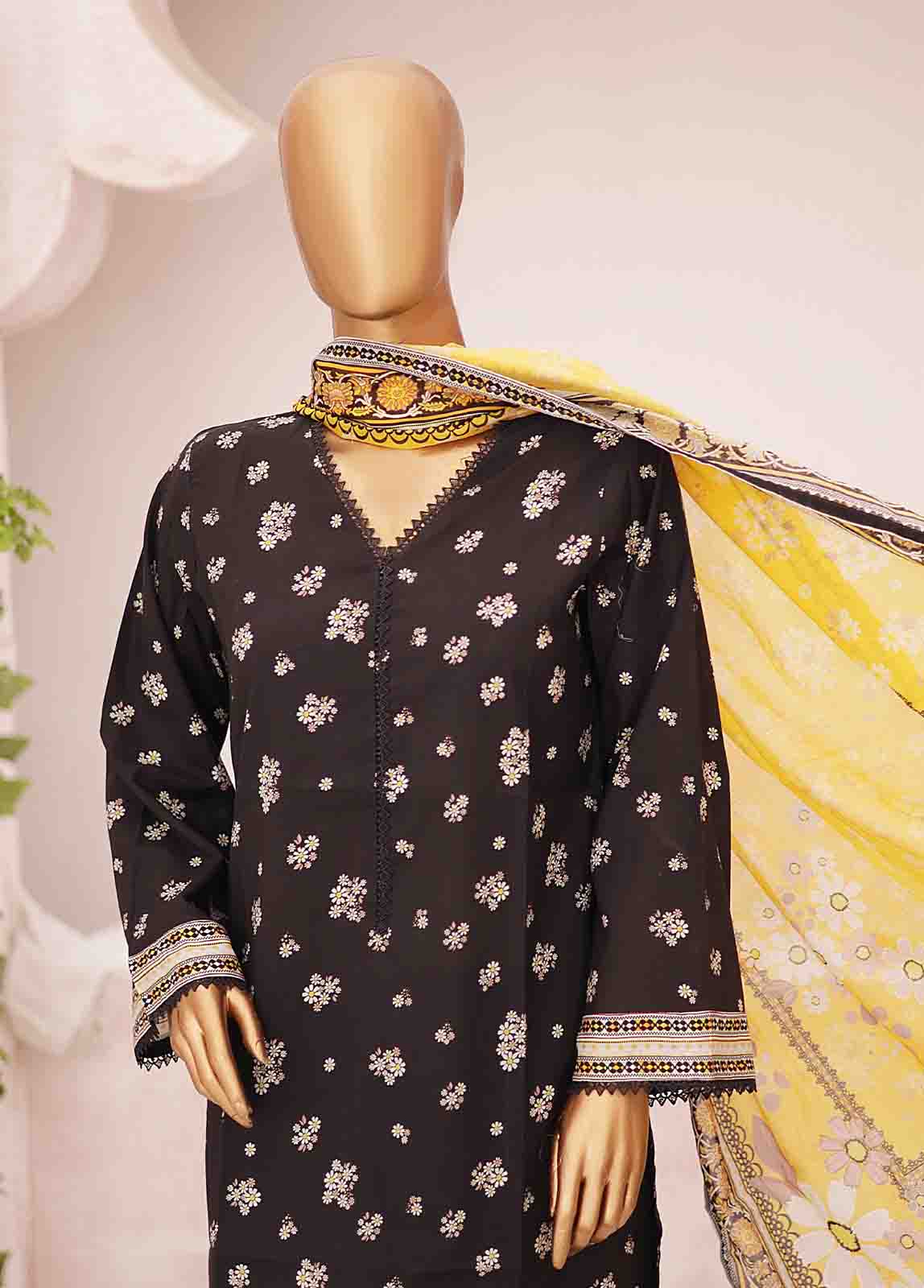 Bin Saeed Fabric - SM-0429-PR- 3 Piece Printed Stitched Suit