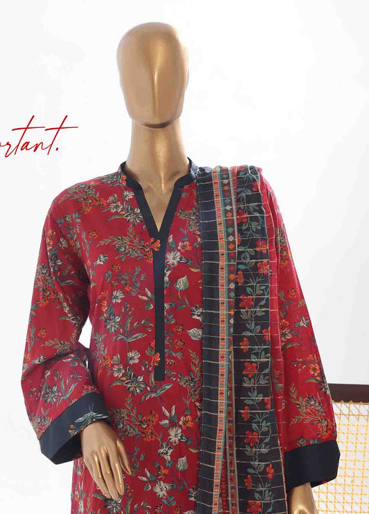 SM-042- 3 Piece Printed Stitched Suit