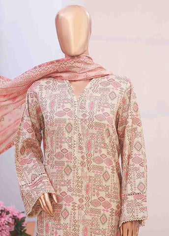 Bin Saeed Fabric - SM-042 R- 3 Piece Printed Stitched Suit