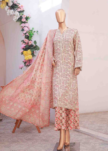 Bin Saeed Fabric - SM-042 R- 3 Piece Printed Stitched Suit