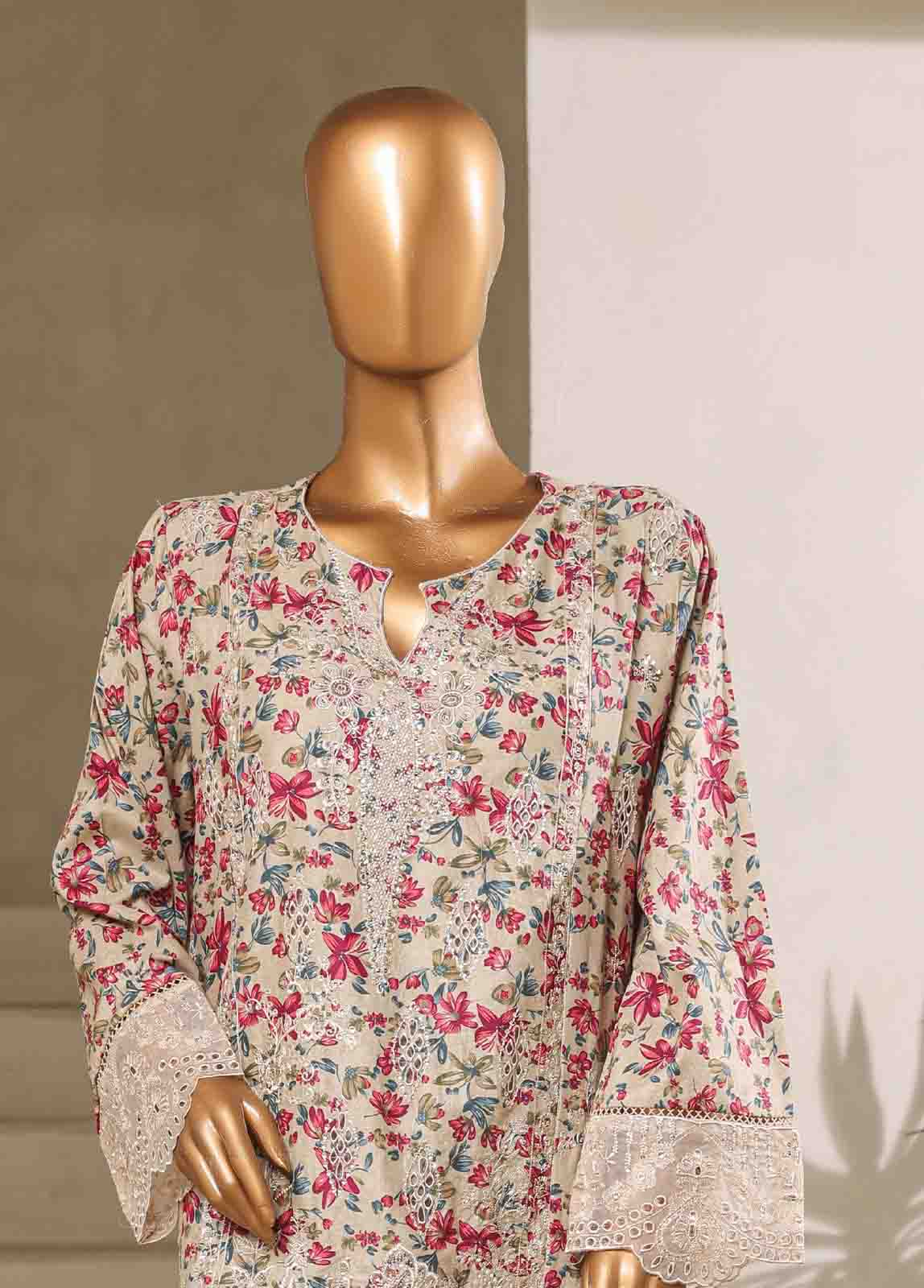 Bin Saeed Fabric - SM-043-EMB- 3 Piece Embroidered Stitched Suit