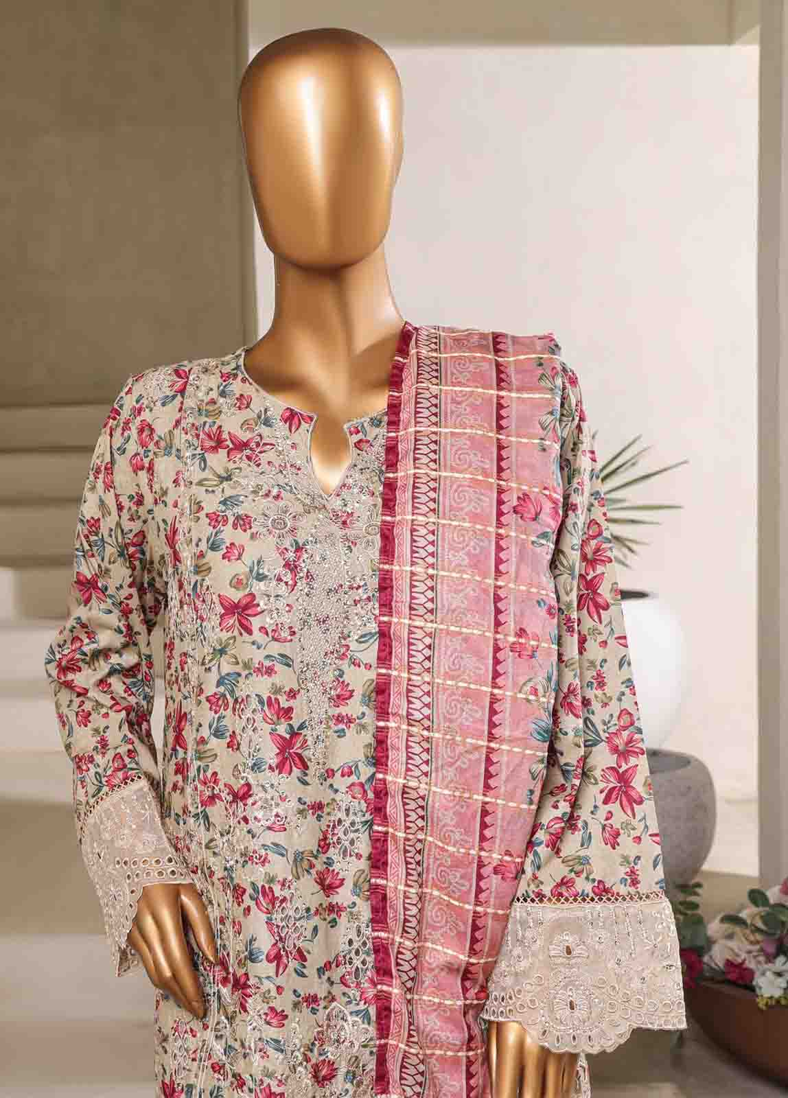 Bin Saeed Fabric - SM-043-EMB- 3 Piece Embroidered Stitched Suit