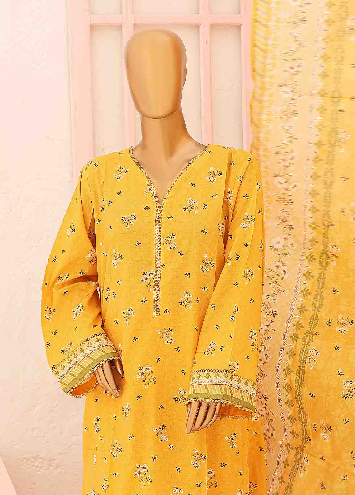 Bin Saeed Fabric - SM-0430-PR-B- 3 Piece Printed Stitched Suit