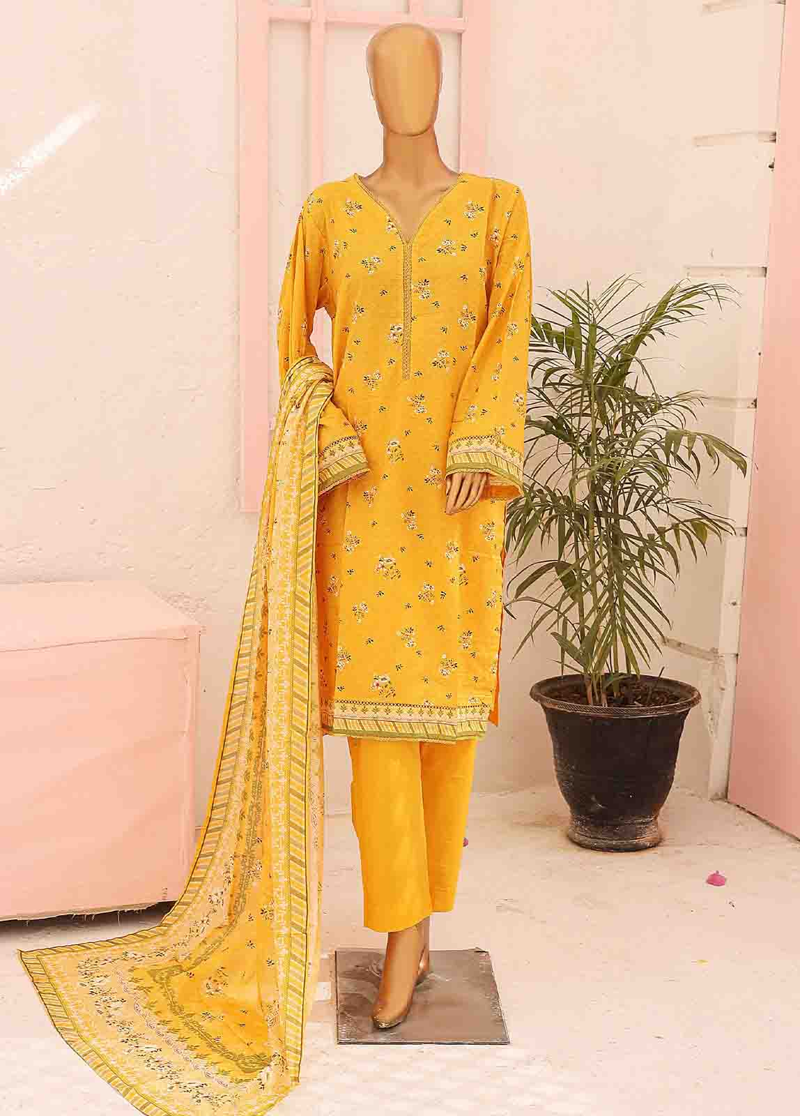 Bin Saeed Fabric - SM-0430-PR-B- 3 Piece Printed Stitched Suit