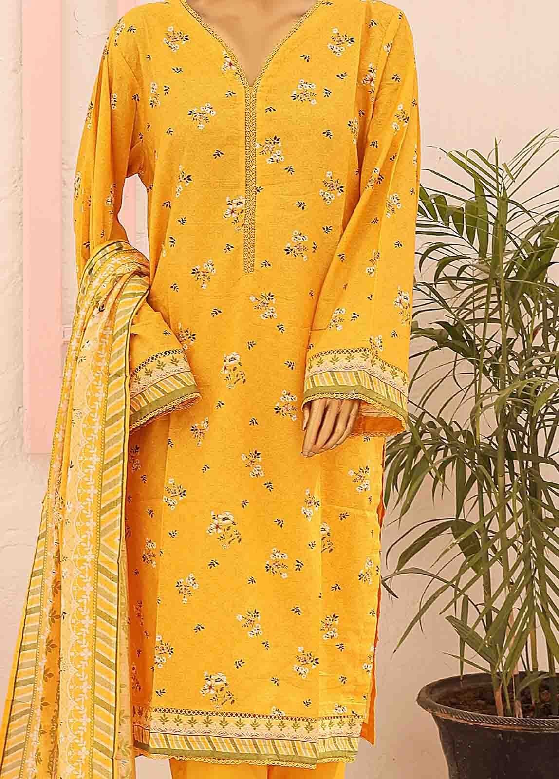 Bin Saeed Fabric - SM-0430-PR-B- 3 Piece Printed Stitched Suit