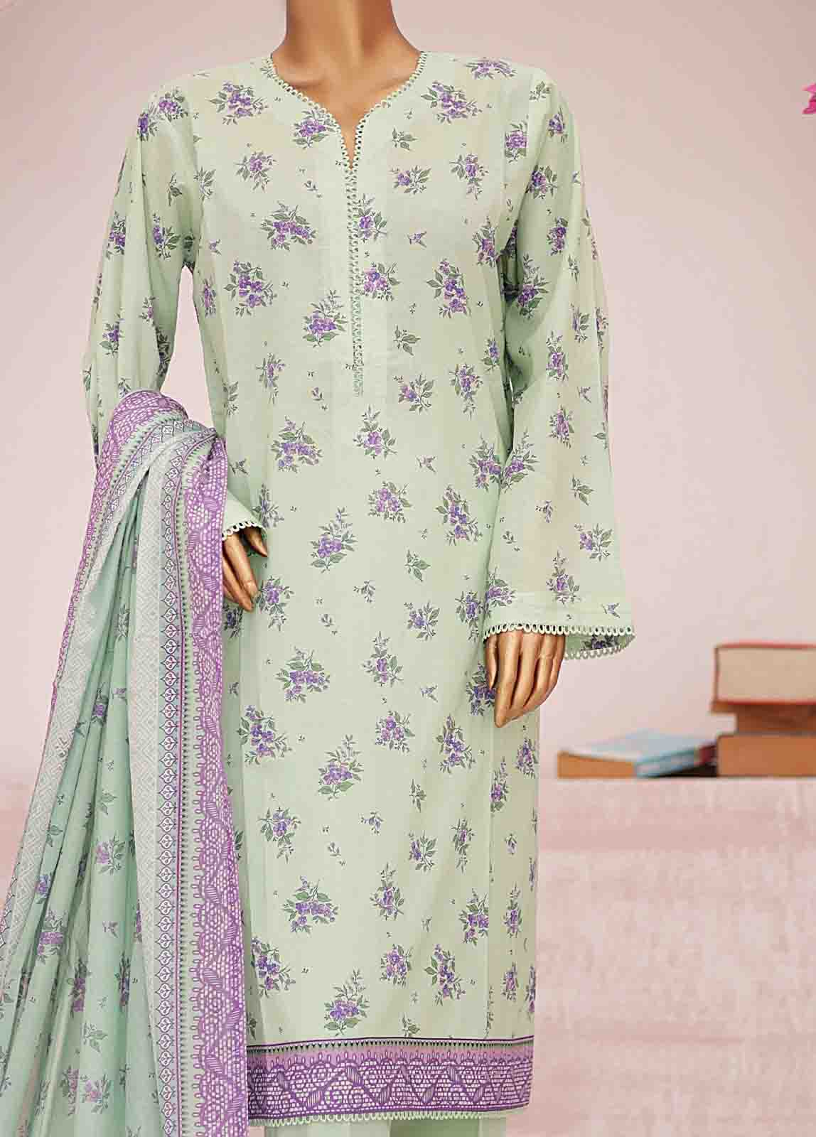 Bin Saeed Fabric - SM-0433-PR- 3 Piece Printed Stitched Suit