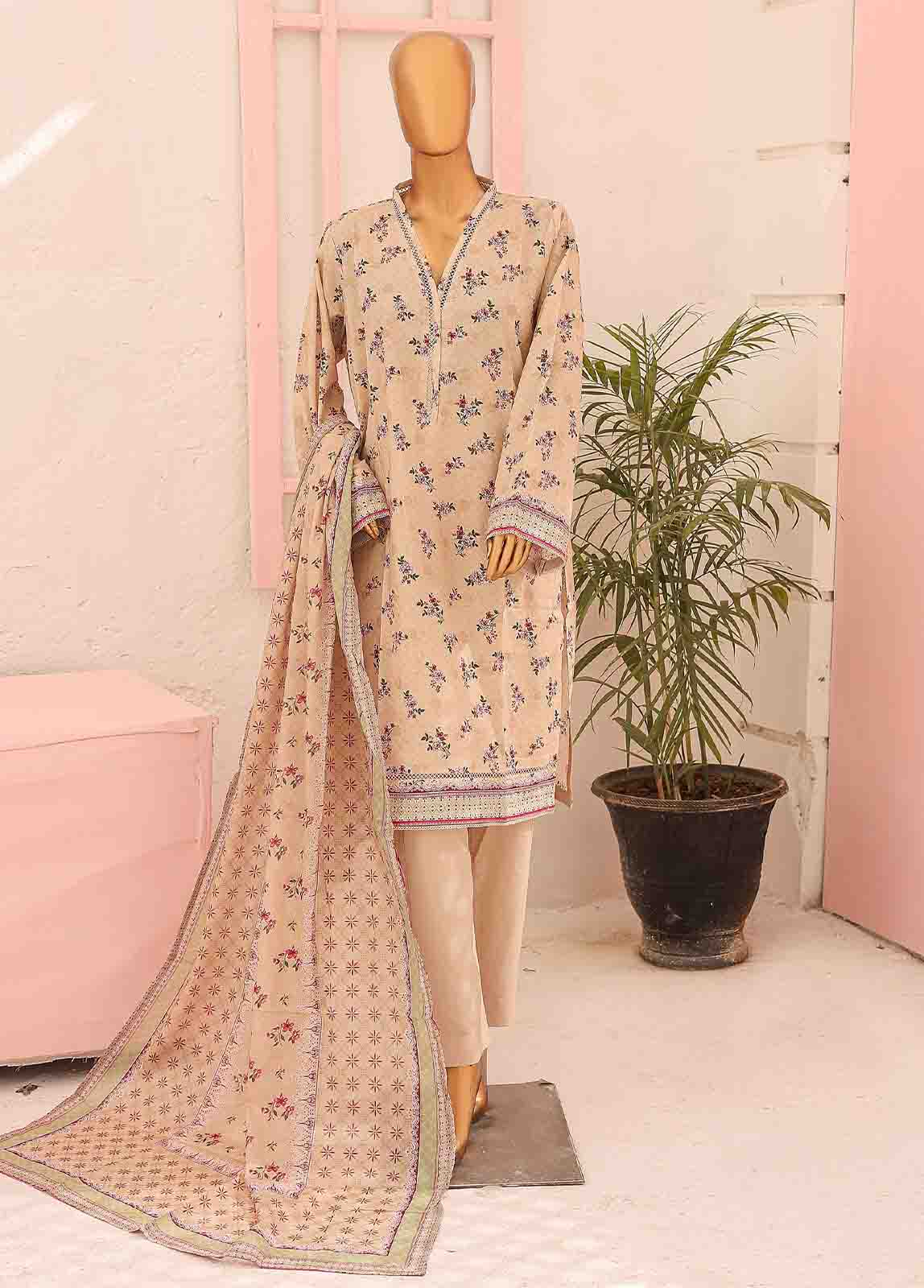Bin Saeed Fabric - SM-0434 B-PR- 3 Piece Printed Stitched Suit