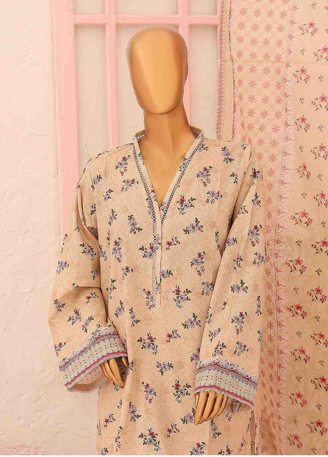 Bin Saeed Fabric - SM-0434 B-PR- 3 Piece Printed Stitched Suit