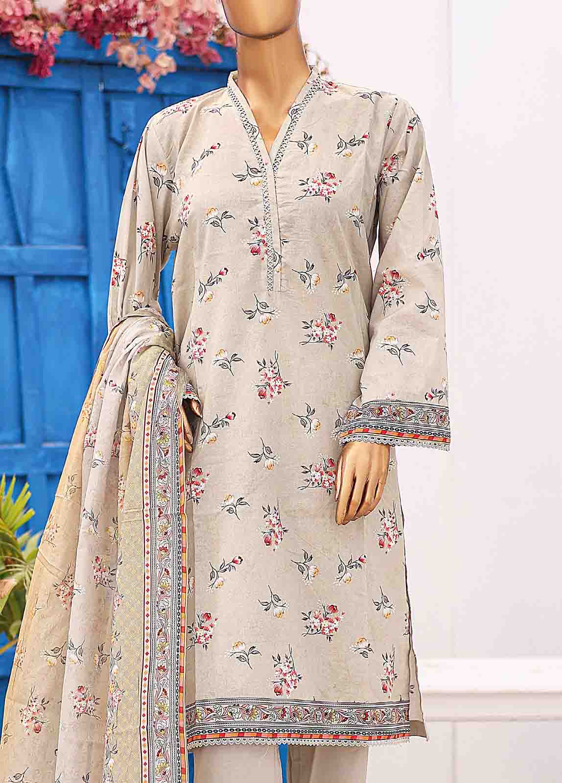 Bin Saeed Fabric - SM-0435 B-PR- 3 Piece Printed Stitched Suit